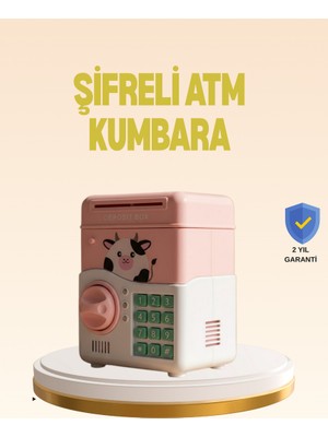 Zero Land Drnds Çocuklar Için Pembe Atm Görünümlü Elektronik Kumbara