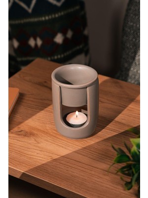 Love Bundles Gri Geniş Hazneli Seramik El Yapımı Buhurdanlık