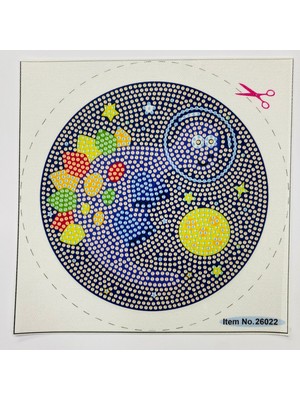 Elegantshop 5d Yapışan Boncuk Goblen Mozaik Tablo Pano 16*16 cm Uzay Dino