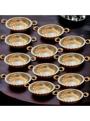 UltraMint Bakır Sunum Tabağı ve Sahan Takımı, 12 Parça Kahvaltı Seti