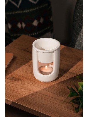 Love Bundles Beyaz Geniş Hazneli Seramik El Yapımı Buhurdanlık