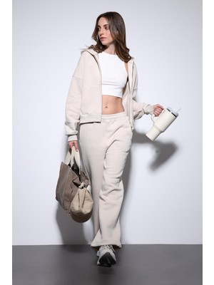 Antioch Taş Kapüşonlu Sweatshirt Kadın Eşofman Takım