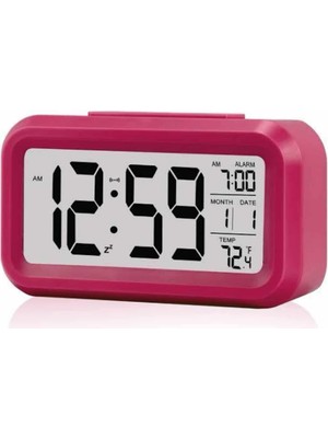 Işıklı Dereceli Masa Ofis Saati Alarmlı Termometre Takvim Çalar Saat - Lisinya