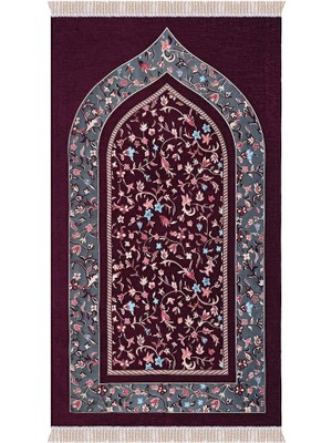 Bursa İpek Mürdüm Ravza Desen Özel Dokuma Seccade