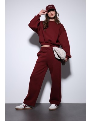 Antioch Bordo Oversize Kadın Eşofman Takım