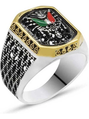 Bazarhane Gümüş Osmanlı Devlet Armalı Erkek Yüzük