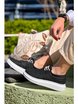 Zapatos KB042 Erkek Günlük Bağcıklı Keten Klasik Ayakkabı Kbt - Siyah