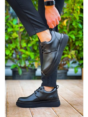 Zapatos Kb-X3 Erkek Günlük Bağcıklı Cilt Klasik Ayakkabı Cst - Siyah