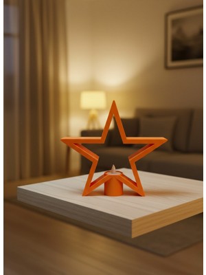 Zero Land Drnds Turuncu Yıldız Mumluk Loş Işık Salon Dekoru