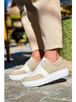 Zapatos KB042 Erkek Günlük Bağcıklı Süet Keten Klasik Ayakkabı Skbt - Bej