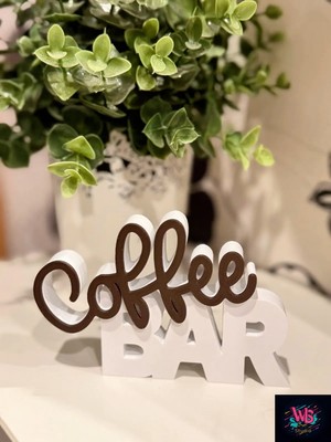 WLS Studio Coffee Bar Yazılı Dekoratif Masa Üstü Aksesuar – Kahve Köşesi Dekoru - 12CM