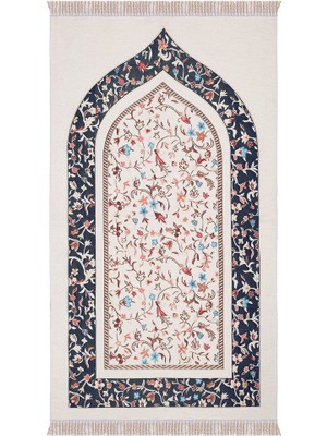 Bursa İpek Krem Ravza Desen Özel Dokuma Seccade