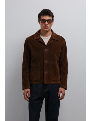 Antioch Kahve Süet Erkek Klasik Ceket