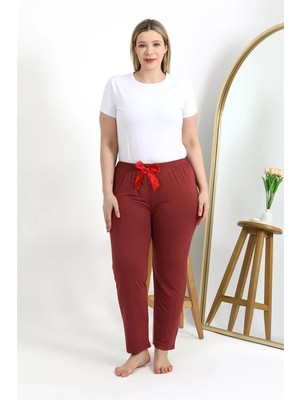 Veralya Moda Kadın Pamuklu Büyük Beden Alt Pijama Yavruağzı