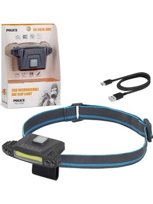 Epilons Police PS-1930 USB Şarjlı Cob LED Şapka Feneri