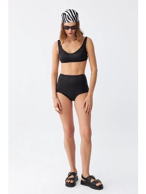 Veralya Moda Kadın Basic Siyah Pedli Yüksek Bel Bikini Takımı