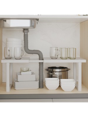 UltraMint Ayarlanabilir Dolap Lavabo Altı Düzenleyici Raf, Çok Amaçlı ve Pratik