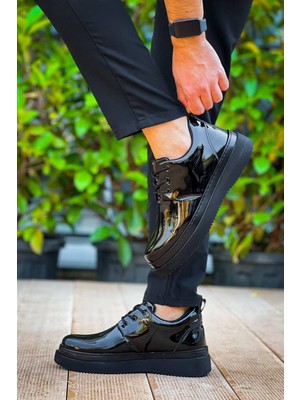 Zapatos Kb-X3 Erkek Günlük Bağcıklı Rugan Klasik Ayakkabı Rst - Siyah