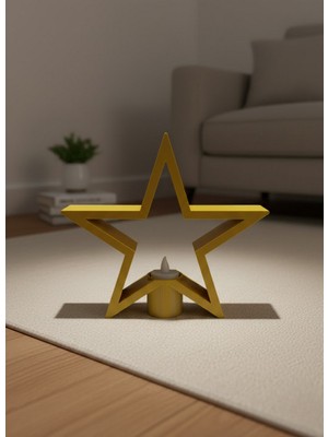 Zero Land Drnds Sarı Yıldız Mumluk Modern Salon ve Raf Dekoru