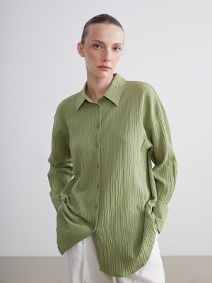 Lc Waikiki Yeni Sezon Dokulu Oversize Kadın Gömlek