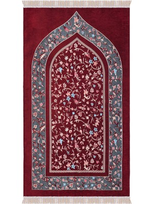 Bursa İpek Bordo Ravza Desen Özel Dokuma Seccade