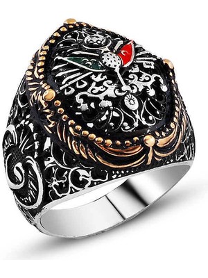 Bazarhane Gümüş Osmanlı Devlet Arması Erkek Yüzük