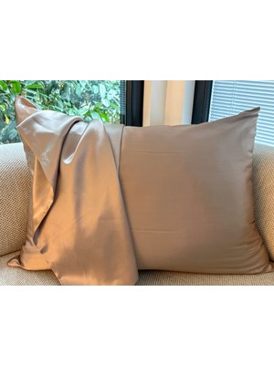 ICON SILK 'Sleep&Glow' %100 Saf Ipek Fermuarlı Yastık Kılıfı 1 Adet (Light Gold)