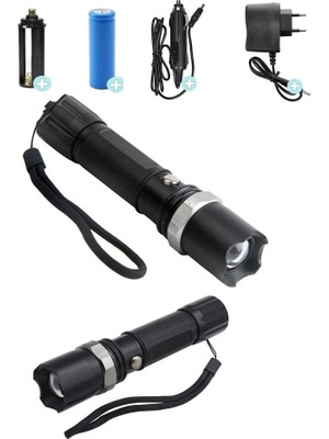Epilons Swat Profesyonel Şarjlı El Feneri Ledli+Flashlight+Zoom Özellikli 6 Parça Full Set