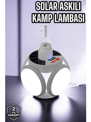 Epilons Güneş Enerjili Solar Aydınlatma Kamp Çadır Lambası Şarjlı Ampül LED Şarjlı El Feneri Işıldak