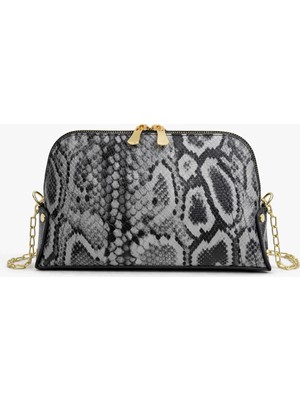 Queen Elizabeth Kadın Çapraz Askılı Portföy Gri Yılan Y12546-93