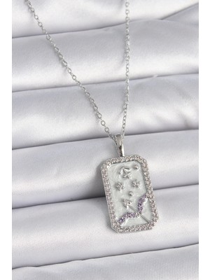 Clariss Ashwork 316L Çelik Gümüş Renk Zincir Yay Burcu Zirkon Taşlı Kadın Kolye 587455