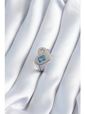 Clariss Ashwork Pirinç Gümüş Renk Kalp Model Yıldız Zirkon Taş Detay Kadın Yüzük 587455