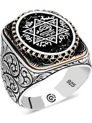 Bazarhane Gümüş Süleyman Mührü Oval Erkek Yüzük