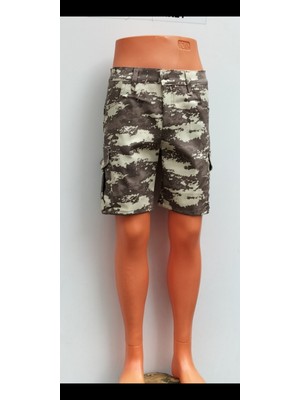 Beyzdenim Likralı Kahve Bej Şort Battal Büyük Beden