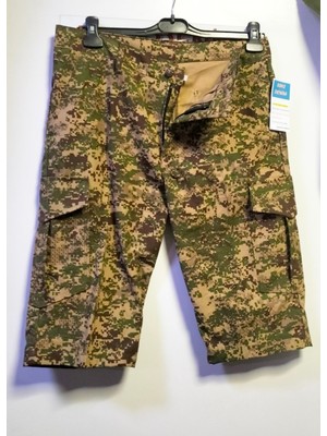 Beyzdenim Bordolu Kamuflaj Kapri Şort Bermuda Buyuk Beden Battal