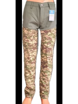 Beyzdenim Yeşil Bordolu Kamuflaj Çulluk Avcı ve Yuruyuş Pantolonu Pacalar Su Itici Gabardin (Kot)