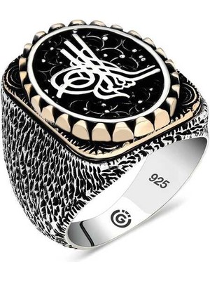 Bazarhane Gümüş Tuğra Oval Erkek Yüzük