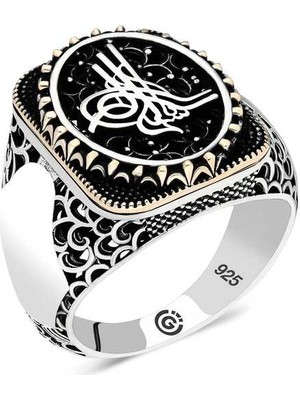 Bazarhane Gümüş Tuğra Oval Erkek Yüzük