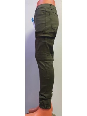 Beyzdenim Haki Lastikli Paça Kargo Pantalon