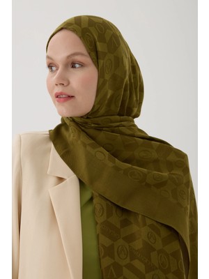 Valentino Orlandi Logo Serisi Monogram Şal - 06244 Yağ Yeşili