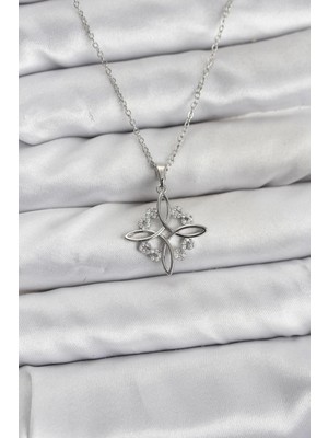 Clariss Ashwork 316L Çelik Zincir Gümüş Renk Sonsuzluk Model Zirkon Taşlı Kadın Kolye 587455