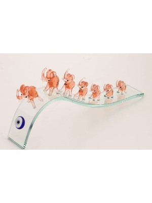 Es Dekor 26X4X10CM Büyük Kristal Yedili Fil Pembe