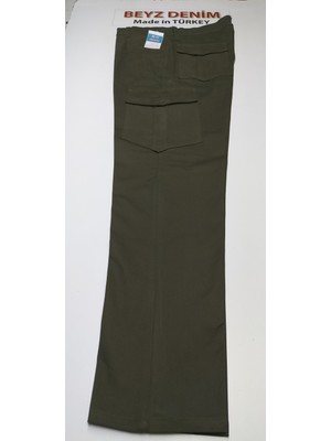 Beyzdenim Haki Yeşil Kargo Likralı Pamuk Büyük Beden Pantolon
