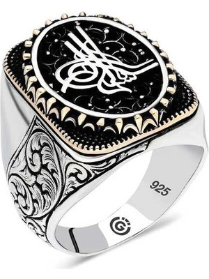 Bazarhane Gümüş Tuğra Oval Erkek Yüzük