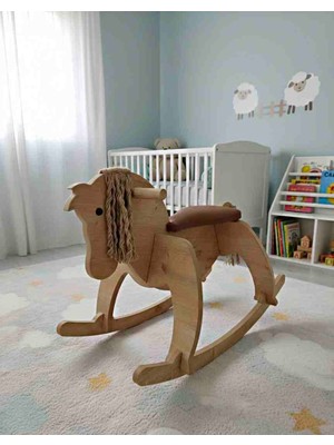 Cute Wood Ahşap Sallanan At-Deri Koltuk, Konforlu & Pratik Tasarım