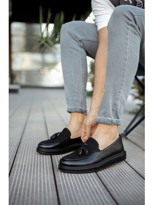 Zapatos CH002 Loafer Pelle Erkek Günlük Bağcıksız Corcik Cilt Süet Klasik Ayakkabı Csst - Siyah