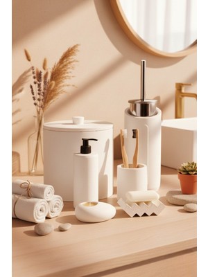 UltraMint 8 Parça Banyo Seti: Sabunluk, Diş Fırçalık, Çöp Kovası, Mumluk, Tuvalet Fırçası