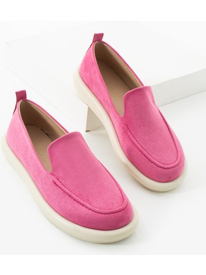 Kadın Loafer Günlük Klasik Ayakkabı Casual Makosen Fonle Fuşya