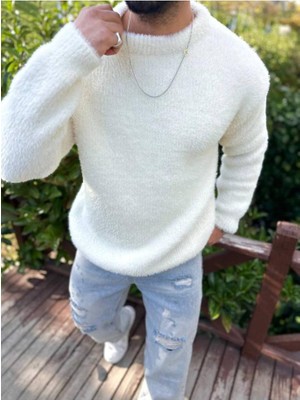 Elku Moda Sweatshirt Oversize Tüylenmez Polar Kazak Bol Kesim Naturel Pamuk Rahat Kesim Salaş Peluş Kazak