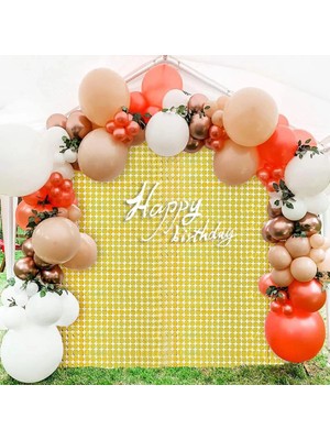 Üreticiniz Ashwork Ekstra Metalize Altın Renk Disko Dikdörtgen Kesim Kapı Perdesi Dekorasyon 1x2 Metre 58745